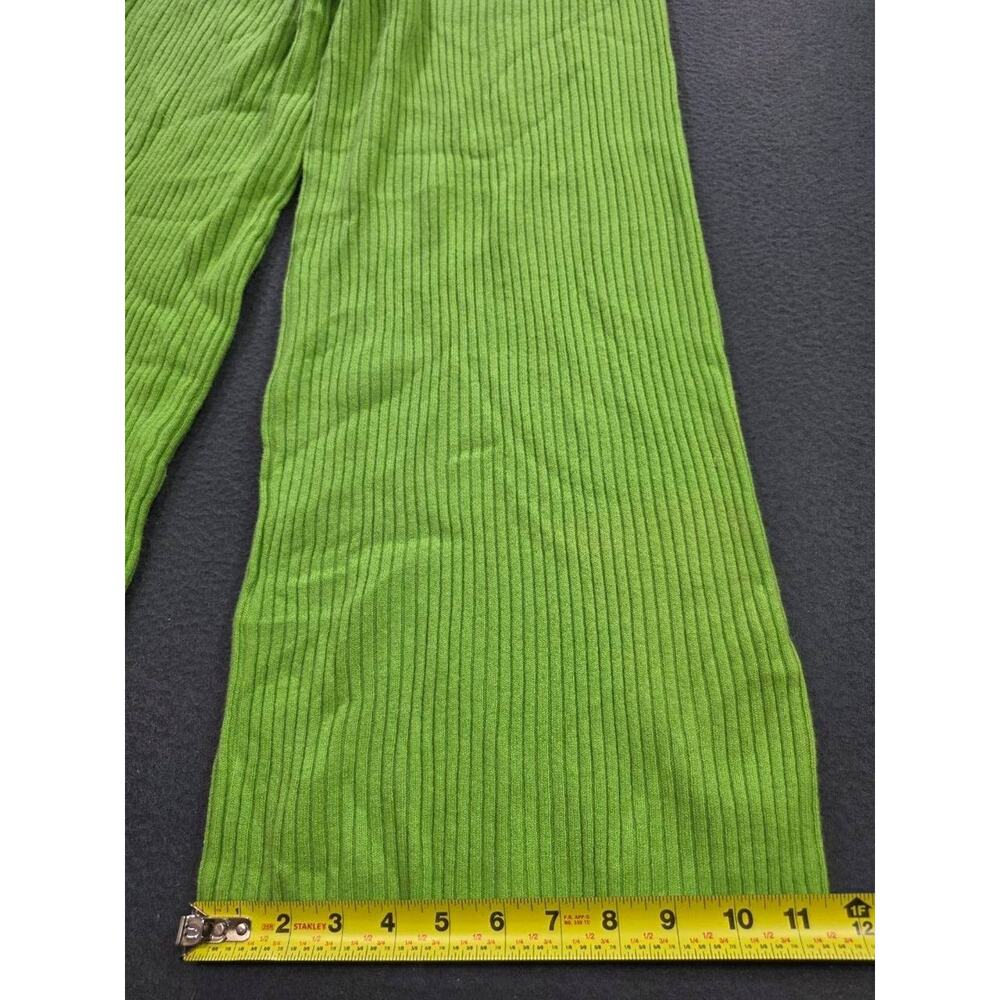 Nap 100% cashmere Ribbed Lounge Pants Lime Y2K Green Medium A011008 - Picture 4 of 12